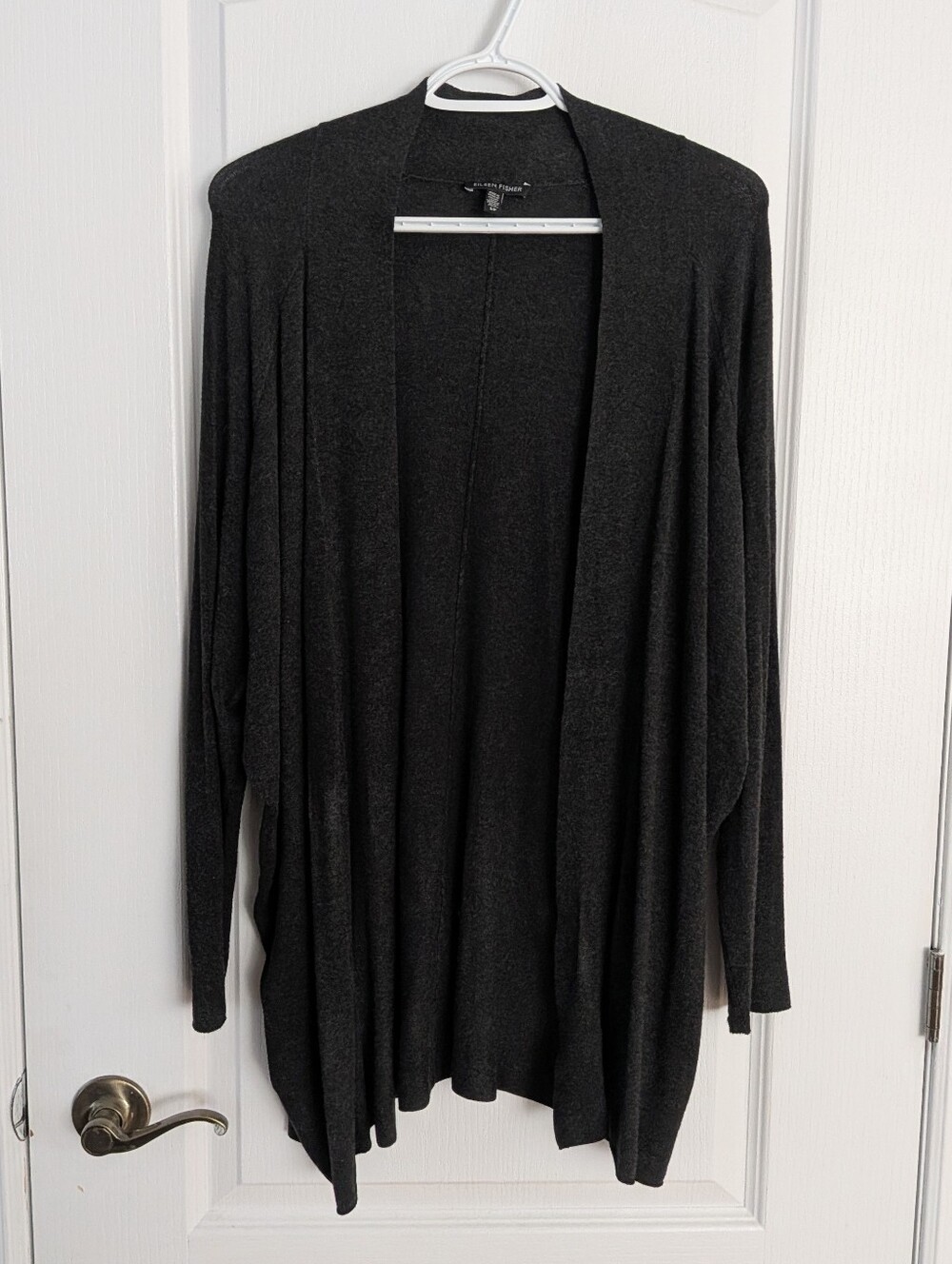 Eileen Fisher open front cardigan dark grey small